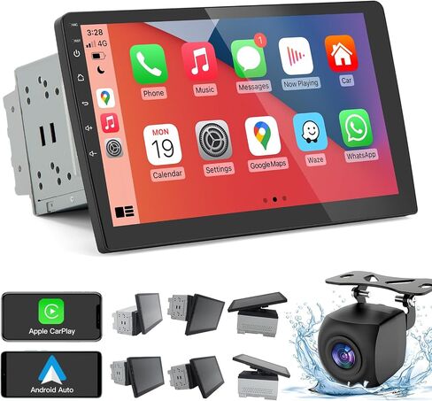 Double Din Car Stereo Wireless CarPlay Android Auto, 10 Inch Adjustable QLED Touchscreen Car Play Radio with 64GB ROM Backup Camera Bluetooth GPS Navigation Voice Control Netflix YouTube FM AM SWC in Saudi Arabia