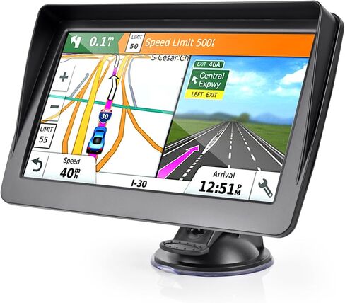 UNSXHIT GPS Navigation 7 بوصة تعمل باللمس 256-16 جيجابايت، لشاحنات السيارات RV، 2024 خرائط (تحديثات مجانية مدى الحياة)، نظام ملاحة GPS للسائقين التجاريين شبه سائقي الشاحنات، تعليمات منطوقة خطوة بخطوة in Kuwait
