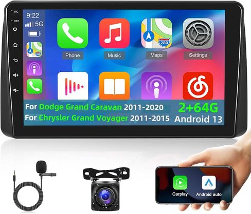[2+64G] Car Radio for Dodge Grand Caravan 2011-2020 and for Chrysler Grand Voyager 2011-2015 - Wireless Apple Carplay and Android Auto - 9 Inch Touchscreen Stereo with WiFi/GPS + AHD Backup Camera in Saudi Arabia