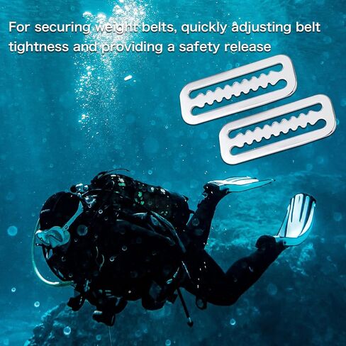 ELFGO 4Pcs Scuba Diving Weight Belt Keepers 316 Stainless Steel Diving Webbing Belt Slide Stopper Weight Retainer Clips with Teeth Fits for Standard Webbing Belts in Kuwait