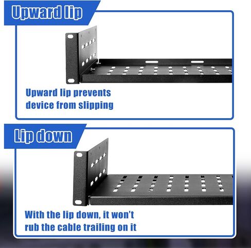 Dunzy 2 Pcs 2U 19 Inch Server Rack Shelf Universal Vented Rack Mount Cantilever Tray Disassembled Network Rack Tray for 19" Network Equipment Rack and Cabinet, Heavy Duty Cold Rolled Steel, 12" Deep in Saudi Arabia
