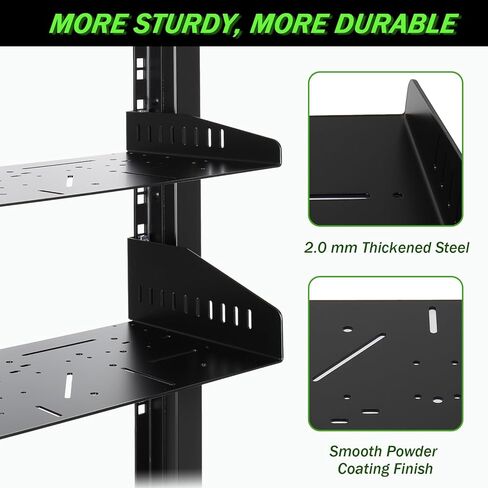 NiuNyuNeu 2 قطعة 1U رف رف الخادم، رف شبكي عالمي مزود بفتحات تهوية صينية ناتئة لرف معدات الشبكة والخزانة in Kuwait