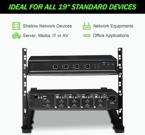 NiuNyuNeu 2 قطعة 1U رف رف الخادم، رف شبكي عالمي مزود بفتحات تهوية صينية ناتئة لرف معدات الشبكة والخزانة in Kuwait