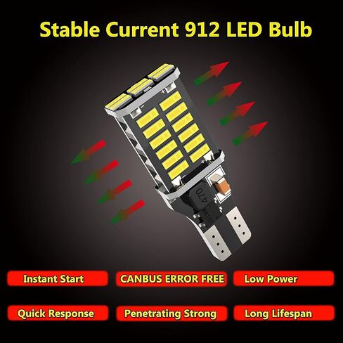 Upgrade T15 LED Bulb Extremely Bright 921 LED Bulb,1200 Lumen NO-polarity 921 912 T15 W16W LED Bulb 30-SMD 4014 Chips CANBUS Error Free for Backup Reverse Lights, 6000K Xenon White (Pack of 4) in Saudi Arabia