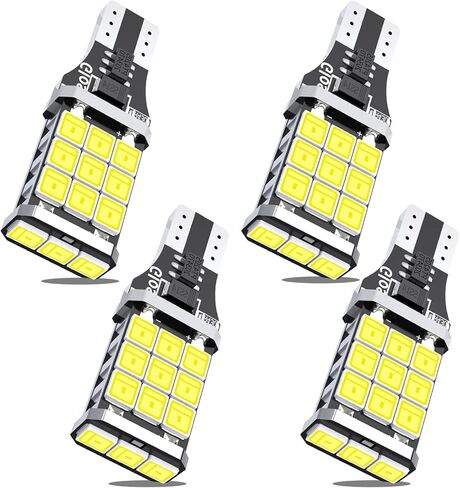 ترقية لمبة LED T15 ساطعة للغاية 921 لمبة LED، 1200 لومن بدون قطبية 921 912 T15 W16W LED لمبة 30-SMD 4014 رقاقة CANBUS خالية من الأخطاء للمصابيح العكسية الاحتياطية، 6000K زينون أبيض (حزمة من 4) in Kuwait
