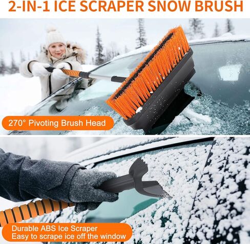 مكشطة ثلج السيارة 5 في 1 وفرشاة لشاحنات سيارات الدفع الرباعي، 1x مجرفة ثلج ثلج، 1x فرشاة تنظيف ثلج قابلة للتمديد 42 بوصة، 1x مزيل مكشطة ثلج الثلج للزجاج الأمامي للسيارة in Kuwait
