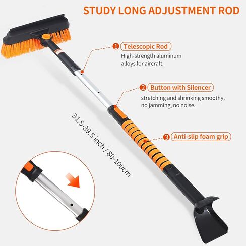 مكشطة ثلج السيارة 5 في 1 وفرشاة لشاحنات سيارات الدفع الرباعي، 1x مجرفة ثلج ثلج، 1x فرشاة تنظيف ثلج قابلة للتمديد 42 بوصة، 1x مزيل مكشطة ثلج الثلج للزجاج الأمامي للسيارة in Kuwait