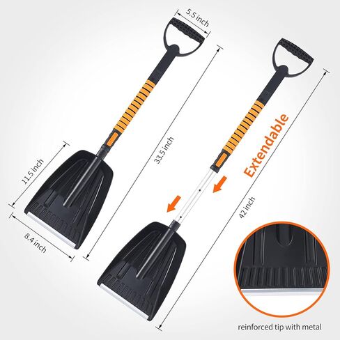 مكشطة ثلج السيارة 5 في 1 وفرشاة لشاحنات سيارات الدفع الرباعي، 1x مجرفة ثلج ثلج، 1x فرشاة تنظيف ثلج قابلة للتمديد 42 بوصة، 1x مزيل مكشطة ثلج الثلج للزجاج الأمامي للسيارة in Kuwait