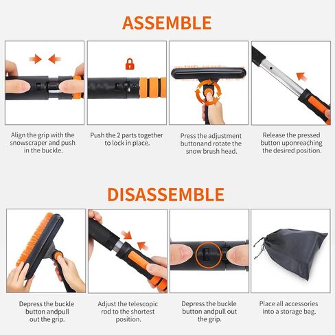 مكشطة ثلج السيارة 5 في 1 وفرشاة لشاحنات سيارات الدفع الرباعي، 1x مجرفة ثلج ثلج، 1x فرشاة تنظيف ثلج قابلة للتمديد 42 بوصة، 1x مزيل مكشطة ثلج الثلج للزجاج الأمامي للسيارة in Kuwait