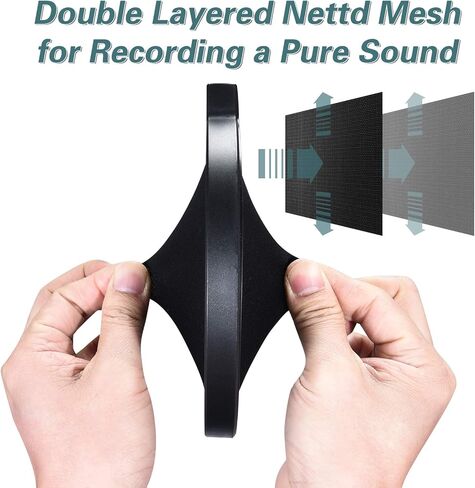 NuLink Microphone Pop Filter Professional Studio Dual Layered Pop Wind Screen with Flexible 360°Adjustable Gooseneck Clip Stabilizing Arm Compatible for Blue Yeti Pro Condenser Mic in Kuwait