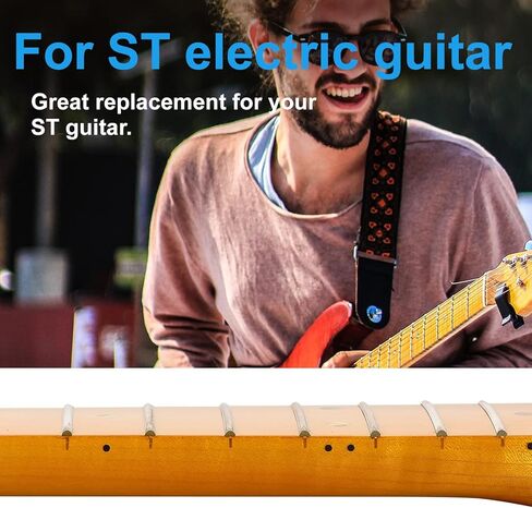 جيتار كهربائي 21fret ST من خشب القيقب الكندي برقبة 14 بوصة نصف قطر لوحة الأصابع، صامولة عظمية، أصفر ساطع، ترصيع خلفي مخطط على شكل ظربان in Kuwait