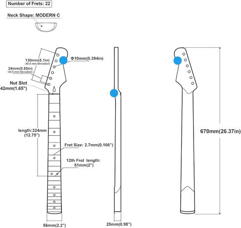 جيتار كهربائي ST Wenge ذو 22 فريت، رقبة 14 بوصة نصف قطر لوحة الأصابع، صامولة عظمية، علامات صدفة ملونة، فريت من الفولاذ المقاوم للصدأ in Kuwait