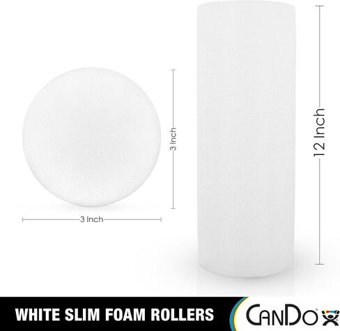 بكرات إسفنجية من البولي إيثيلين بيضاء رفيعة من كاندو للتمرين واللياقة البدنية واستعادة العضلات والعلاج بالتدليك والتعافي الرياضي والعلاج الطبيعي للمنزل والعيادات والعلاج الاحترافي 3 × 12 بوصة دائرية in Kuwait