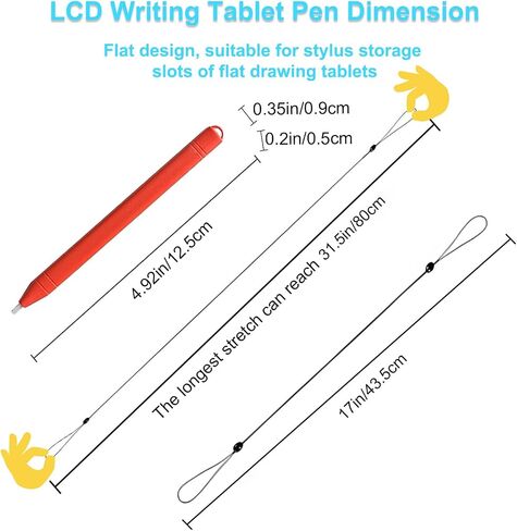 قلم رسم بديل لأقراص الكتابة LCD مع 6 حبال مرنة قلم ملون للأطفال لوح رسم متوافق مع قلم لوحة Boogie للوحة رسم LCD للأطفال 4.9 بوصة 6 قطع in Saudi Arabia