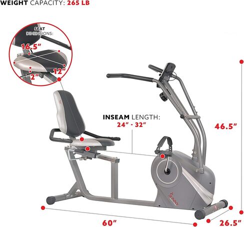 دراجة صني هيلث اند فيتنس كروس ترينر المغناطيسية مع تمارين الذراع - SF-RB4936، فضي in Kuwait