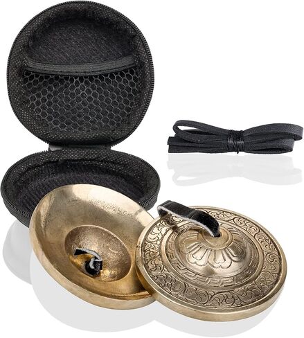 ZenBless 3.1" صنج تينغشا التبتي قطعتان، مصنوع يدويًا في التبت، أجراس رنين برونزية للتأمل والسحب الميمونة للشفاء الروحي واليوجا البوذية والآلات الموسيقية للاسترخاء in Kuwait