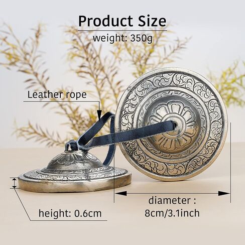 ZenBless 3.1" صنج تينغشا التبتي قطعتان، مصنوع يدويًا في التبت، أجراس رنين برونزية للتأمل والسحب الميمونة للشفاء الروحي واليوجا البوذية والآلات الموسيقية للاسترخاء in Kuwait