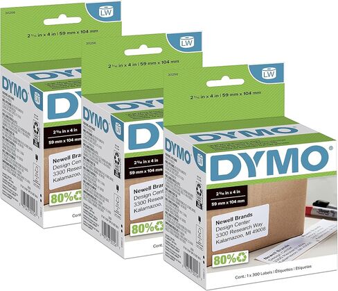 ملصقات شحن كبيرة أصلية من DYMO LW، ملصقات DYMO لطابعات ملصقات كاتب الملصقات، طباعة ما يصل إلى 6 عناوين، 2-5/16 بوصة × 4 بوصة، 1 لفة من 300 in Kuwait