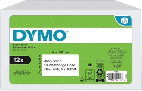 ملصقات شحن كبيرة أصلية من DYMO LW، ملصقات DYMO لطابعات ملصقات كاتب الملصقات، طباعة ما يصل إلى 6 عناوين، 2-5/16 بوصة × 4 بوصة، 1 لفة من 300 in Kuwait