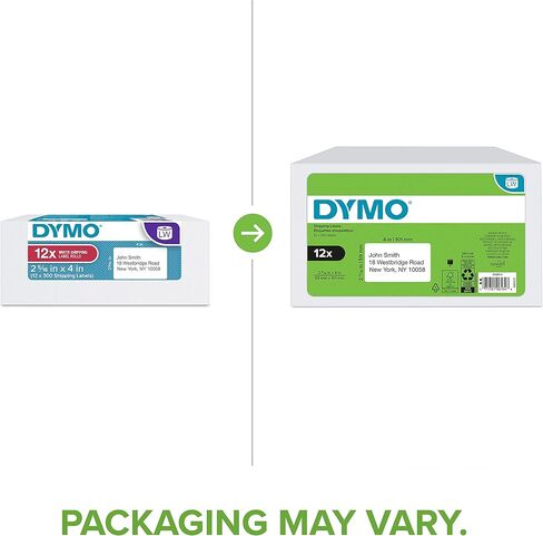 ملصقات شحن كبيرة أصلية من DYMO LW، ملصقات DYMO لطابعات ملصقات كاتب الملصقات، طباعة ما يصل إلى 6 عناوين، 2-5/16 بوصة × 4 بوصة، 1 لفة من 300 in Kuwait