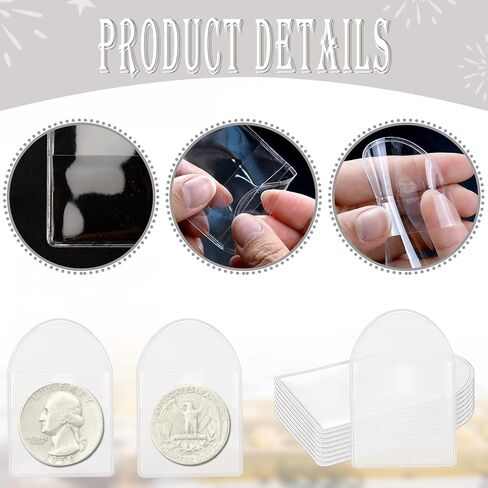 Vmiapxo 200 Pack 2" Single Pocket Coin Sleeves, Plastic Coin Collection Supplies Transparent Holders Protector Clear Bags for Coins Jewelry Ring Earring Pendant Gemstone in Saudi Arabia