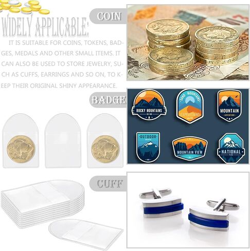 Vmiapxo 200 Pack 2" Single Pocket Coin Sleeves, Plastic Coin Collection Supplies Transparent Holders Protector Clear Bags for Coins Jewelry Ring Earring Pendant Gemstone in Saudi Arabia