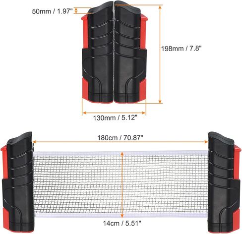 PATIKIL Up to 2.2" Retractable Ping Pong Net, Portable Table Tennis Net and Post Replacement for Any Table, Black Red in Saudi Arabia