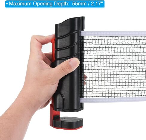 PATIKIL Up to 2.2" Retractable Ping Pong Net, Portable Table Tennis Net and Post Replacement for Any Table, Black Red in Saudi Arabia