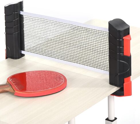 PATIKIL Up to 2.2" Retractable Ping Pong Net, Portable Table Tennis Net and Post Replacement for Any Table, Black Red in Saudi Arabia