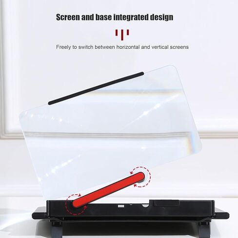 مكبر شاشة الهاتف عالي الدقة ثلاثي الأبعاد من Byged، مكبر شاشة أفقي عمودي للهاتف قابل للطي مقاس 12 بوصة، حامل هاتف للأفلام وألعاب الفيديو in Kuwait