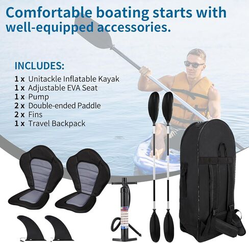 Inflatable Kayak, 2 Adults Sports Kayak, with Paddles, Adjustable Seat, Double-Ended Paddle, Portable Air Pump, Portable Storage Backpack, Suitable for Fishing in Lakes and Rivers, Red/Grey in Kuwait