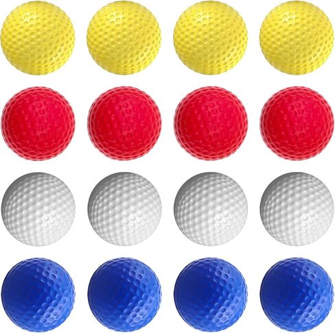 ممارسة كرة الجولف - 16 قطعة من كرة تدريب الجولف الإسفنجية الملونة ذات ملمس واقعي وطيران محدود للأطفال في الأماكن المغلقة والمفتوحة، مع حقيبة قابلة للإغلاق، 4 ألوان in Kuwait