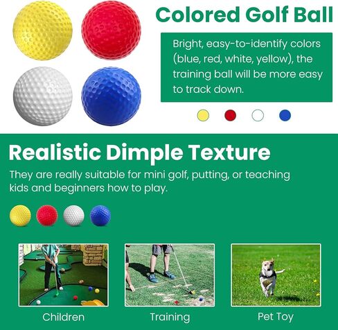 ممارسة كرة الجولف - 16 قطعة من كرة تدريب الجولف الإسفنجية الملونة ذات ملمس واقعي وطيران محدود للأطفال في الأماكن المغلقة والمفتوحة، مع حقيبة قابلة للإغلاق، 4 ألوان in Kuwait