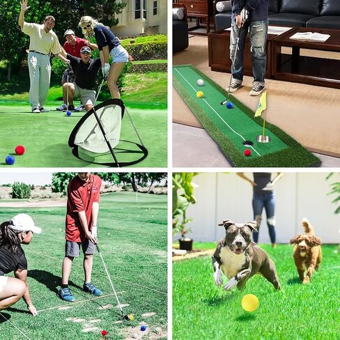 ممارسة كرة الجولف - 16 قطعة من كرة تدريب الجولف الإسفنجية الملونة ذات ملمس واقعي وطيران محدود للأطفال في الأماكن المغلقة والمفتوحة، مع حقيبة قابلة للإغلاق، 4 ألوان in Kuwait