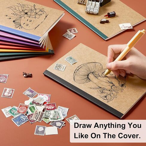 feela 16 Pack Composition Notebook Bulk, Kraft Cover Lined Blank College Ruled Travel Journals with Pastel Color Spine For Women Students Office, 60 Pages, 8.3"x 5.5", A5, 8 Pastel Colors in Kuwait