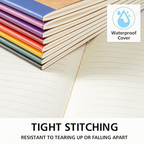 feela 16 Pack Composition Notebook Bulk, Kraft Cover Lined Blank College Ruled Travel Journals with Pastel Color Spine For Women Students Office, 60 Pages, 8.3"x 5.5", A5, 8 Pastel Colors in Kuwait