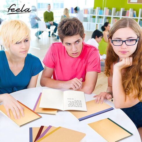 feela 16 Pack Composition Notebook Bulk, Kraft Cover Lined Blank College Ruled Travel Journals with Pastel Color Spine For Women Students Office, 60 Pages, 8.3"x 5.5", A5, 8 Pastel Colors in Kuwait