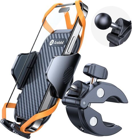 andobil Bike Phone Mount [صديق للطرق الوعرة، متين للغاية] مشبك للهاتف الخلوي بمقود الدراجة النارية، مشبك هاتف سكوتر لهاتف iPhone 15 14 13 12 11 Pro Max Samsung S23 S22 S21 جميع الهواتف in Saudi Arabia