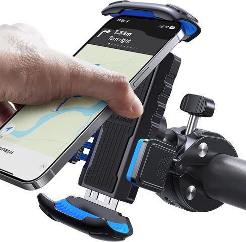 andobil Bike Phone Mount [صديق للطرق الوعرة، متين للغاية] مشبك للهاتف الخلوي بمقود الدراجة النارية، مشبك هاتف سكوتر لهاتف iPhone 15 14 13 12 11 Pro Max Samsung S23 S22 S21 جميع الهواتف in Kuwait
