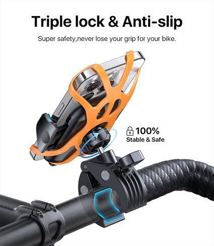 andobil Bike Phone Mount [صديق للطرق الوعرة، متين للغاية] مشبك للهاتف الخلوي بمقود الدراجة النارية، مشبك هاتف سكوتر لهاتف iPhone 15 14 13 12 11 Pro Max Samsung S23 S22 S21 جميع الهواتف in Saudi Arabia