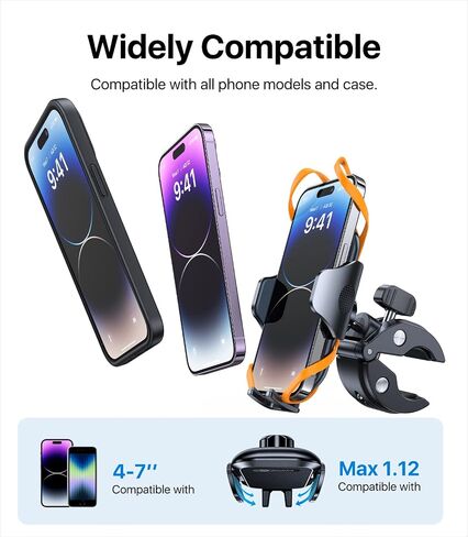 andobil Bike Phone Mount [صديق للطرق الوعرة، متين للغاية] مشبك للهاتف الخلوي بمقود الدراجة النارية، مشبك هاتف سكوتر لهاتف iPhone 15 14 13 12 11 Pro Max Samsung S23 S22 S21 جميع الهواتف in Saudi Arabia