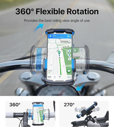 andobil Bike Phone Mount [صديق للطرق الوعرة، متين للغاية] مشبك للهاتف الخلوي بمقود الدراجة النارية، مشبك هاتف سكوتر لهاتف iPhone 15 14 13 12 11 Pro Max Samsung S23 S22 S21 جميع الهواتف in Kuwait