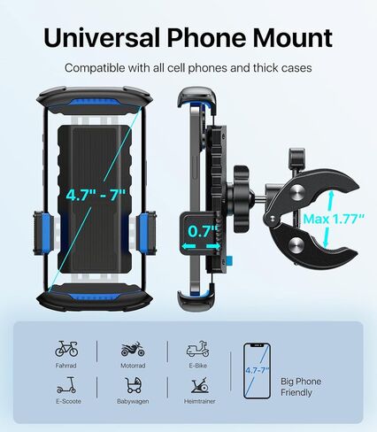 andobil Bike Phone Mount [صديق للطرق الوعرة، متين للغاية] مشبك للهاتف الخلوي بمقود الدراجة النارية، مشبك هاتف سكوتر لهاتف iPhone 15 14 13 12 11 Pro Max Samsung S23 S22 S21 جميع الهواتف in Kuwait