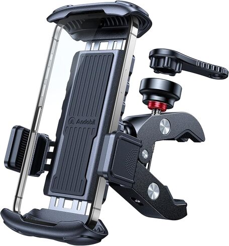 andobil Bike Phone Mount [صديق للطرق الوعرة، متين للغاية] مشبك للهاتف الخلوي بمقود الدراجة النارية، مشبك هاتف سكوتر لهاتف iPhone 15 14 13 12 11 Pro Max Samsung S23 S22 S21 جميع الهواتف in Saudi Arabia