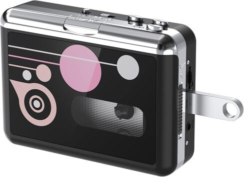 مشغل أشرطة كاسيت، محول كاسيت USB، جهاز Walkman Audio Music يحول شريط كاسيت إلى تنسيق MP3 WAV، مشغل شريط USB محمول مع سماعات أذن، لا يتطلب جهاز كمبيوتر (أسود) in Kuwait