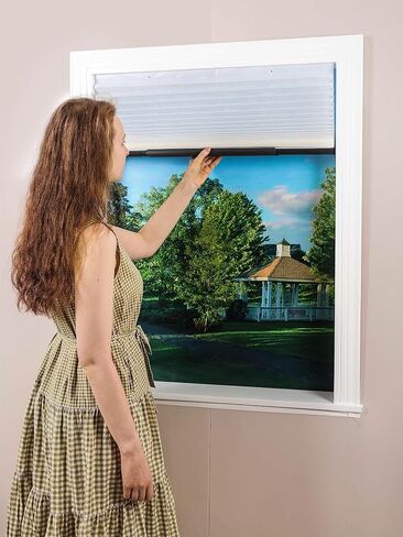 ECFAC Easy Up & Down Cordless Pleated Window Shades, Light Filtering Fabric Window Blinds, 36''W x 64''H (Fits Window Width30''-36''), Easy Trimming & Installing (Coffee, 36''W x 64''H, 1-Pack) in Saudi Arabia