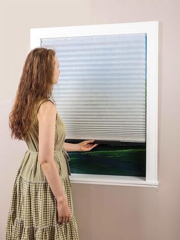 ECFAC Easy Up & Down Cordless Pleated Window Shades, Light Filtering Fabric Window Blinds, 36''W x 64''H (Fits Window Width30''-36''), Easy Trimming & Installing (Coffee, 36''W x 64''H, 1-Pack) in Saudi Arabia