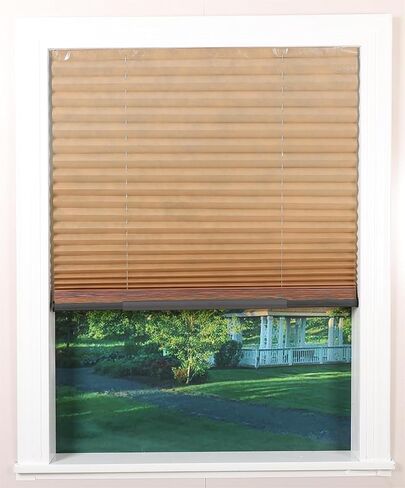 ECFAC Easy Up & Down Cordless Pleated Window Shades, Light Filtering Fabric Window Blinds, 36''W x 64''H (Fits Window Width30''-36''), Easy Trimming & Installing (Coffee, 36''W x 64''H, 1-Pack) in Saudi Arabia