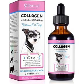 Liquid Collagen for Dogs, Natural Liquid Collagen Drops for Dogs Supports Dogs Itch Relief, Skin & Coat and Joint Health, Dog Collagen Herbal Drops, Pet Supplement Multivitamin - Bacon Flavor / 2.02oz