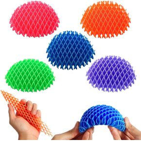 5 Pack Mini Fidget Worm Toys for Kids 8-12, Elastic Mesh Toys, Stress Relief Sensory Toys, 3D Bulk Fidget Toys for Adults Party Favors
